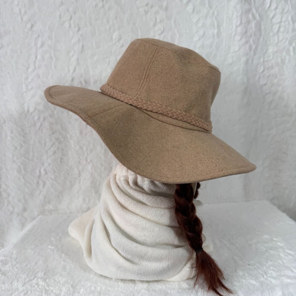 ASN Anthropologie Sun Hat Harper Tan Felt Soft Wool Blend Floppy Boho Floppy - Picture 3 of 6